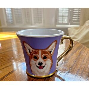 NWOT Bridgerton Purple Painted Corgi Mug Tea Cup Gold Handle Coffee‎ Mug